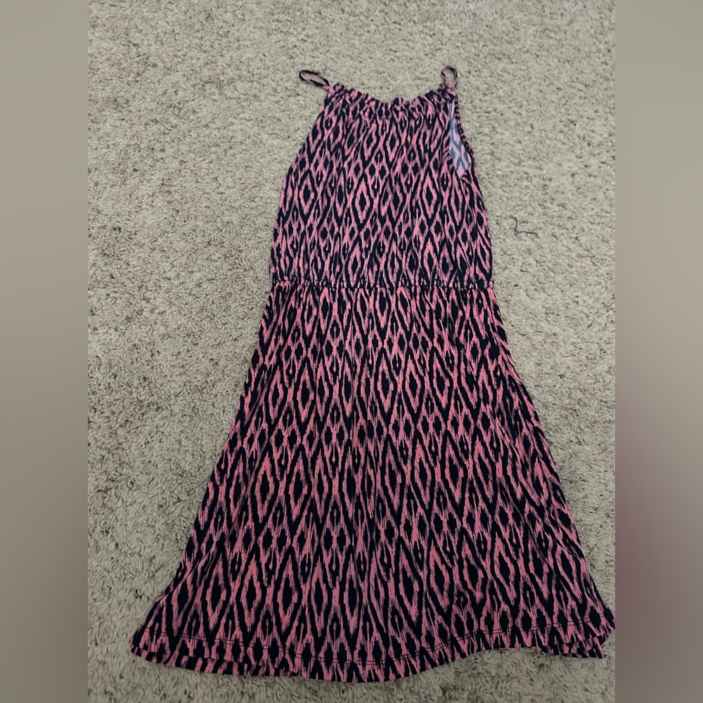 Banana Republic Pink and Navy Patterned Dress XS PETITE